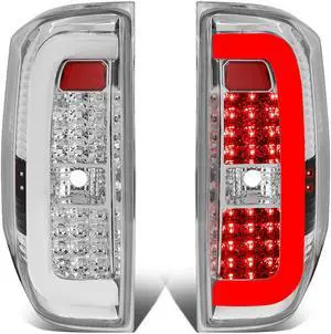 DNA Motoring TL-TTU15-LED-3D-CH-CL For 2014 to 2018 Tundra Pair Chrome Housing 3D LED Bar Tail Light Brake / Reverse Lamps