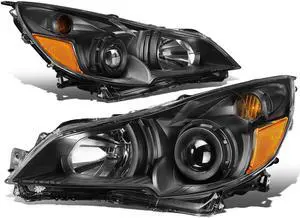 DNA Motoring HL-OH-SLEG10-BK-AM For 2010 to 2014 Subaru Outback Legacy Pair Black Housing Amber Corner Projector HeadLight Lamps 11 12 13