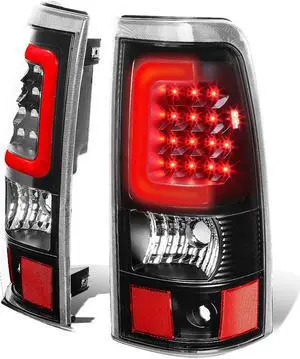 DNA Motoring TL-CSIL03-LED-RD3D-BK-CL For 1999 to 2006 Silverado / Sierra Fleetside Pair of 3D LED Rear Tail Brake Lights (Black Housing Clear Lens) 01 02 03 04 05