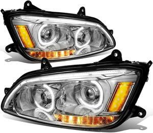 DNA Motoring HL-HAY-005-CH For 2008 to 2019 Kenworth T170 T270 T370 T660 T700 T300 Pair LED DRL + Turn Signal Projector Headlight Lamps 09 10 11 12 13 14 15 16 17 18