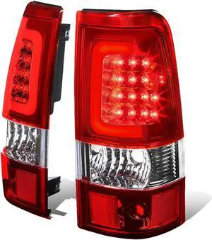 DNA Motoring TL-CSIL03-LED-RD3D-CH-RD For 1999 to 2006 Silverado / Sierra Fleetside Pair of 3D LED Rear Tail Brake Lights (Chrome Housing Red Lens) 01 02 03 04 05