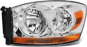 DNA Motoring OEM-HL-0078-L For 2007 to 2010 Dodge Ram Truck 1500 2500 3500 4500 5500 1PC Factory Style Headlight Headlamp Assembly Left / Driver Side 08 09 CH2502180