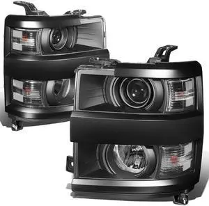 DNA Motoring HL-OH-CSIL15-BK-CL1 For 2015 to 2019 Chevy Silverado 2500HD 3500HD Black Housing Clear Corner Projector Headlight Head Lamps 16 17 18