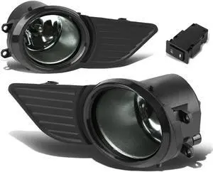 DNA Motoring FL-ZTL-220-SM For 2011 to 2017 Toyota Sienna Pair Driving Bumper Fog Light Lamp+Bezel+Switch Black Ring Smoked Lens 12 13 14 15 16