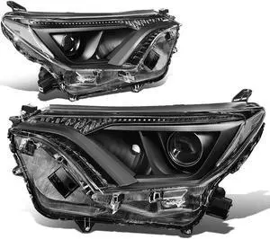 DNA Motoring HL-OH-TRAV416-BK-CL1 For 2016 to 2018 Toyota RAV4 Factory Style Black Housing Clear Side Projector Front Driving Headlight Headlamp 17