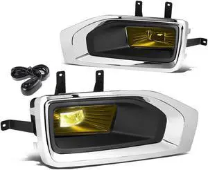 DNA Motoring FL-ZTL-263-AM For 2015 to 2018 GMC Yukon/XL Pair Front Bumper Lamp LED Fog Light Lamp+Bezel+Switch Amber Lens 16 17