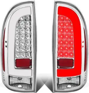 DNA Motoring TL-TTAC05-LED-3D-CH-CL For 2005 to 2015 Tacoma Pair Chrome Housing 3D LED Bar Tail Light Brake Lamps