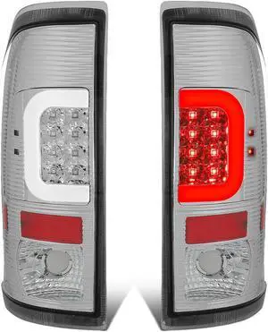 DNA Motoring TL-F15097-LED-3D-CH-G2 For 1997 to 2004 Ford F150 -07 F250 F350 F450 F550 Chrome Housing Clear Lens 3D LED Tail Lights