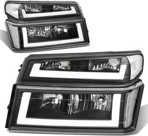 DNA Motoring HL-LB-CCOL044P-BK-CL1 For 2004 to 2012 Chevy Colorado GMC Canyon Pair Black Housing Clear Corner LED DRL Headlight Bumper Lamps 05 06 07 08 09 10 11