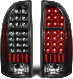 DNA Motoring TL-TTAC05-LED-BK-CL For 2005 to 2015 Tacoma Pair Black Housing Full LED Tail Light Rear Brake Lamps