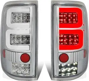 DNA Motoring TL-F15004-LED-3D-CH-CL For 2004 to 2008 Ford F150 / Lobo Pair Chrome Housing 3D LED Tube Bar Tail Light Rear Brake Lamps DNA Motoring TL-F15004-LED-3D-CH-CL For 2004 to 2008 Ford F150 / Lobo Pair Chrome Housing 3D LED Tube Bar Tail Light Rear Brake Lamps
