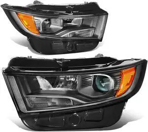 DNA Motoring HL-OH-FEDG15-BK-AM For 2015 to 2018 Ford Edge Factory Style Black Housing Amber Corner Projector Front Driving Headlight Headlamp 16 17