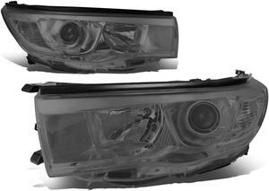 DNA Motoring HL-OH-THI14-SM-CL1 For 2014 to 2016 Toyota Highlander XU50 Pair Projector Headlight Smoked Housing Clear Corner Headlamps 15 Left + Right