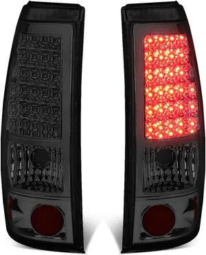 DNA Motoring TL-CSIL99-LED-CH-SM For 1999 to 2003 Chevy Silverado / GMC Sierra Pair of Chrome Housing Smoked Lens LED Brake Tail Lights 00 01 02