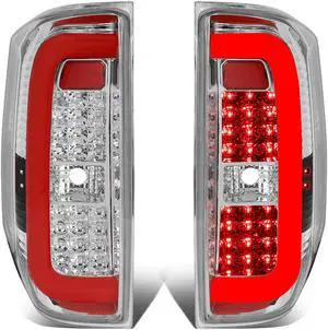 DNA Motoring TL-TTU15-LED-RD3D-CH-CL For 2014 to 2018 Tundra Pair Chrome Housing Red 3D LED Bar Tail Light Brake / Reverse Lamps
