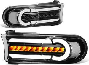 DNA Motoring BL-LB-FJC07-BK-CL1 For 2007 to 2014 Toyota FJ Cruiser Pair LED DRL+Sequential Turn Signal Front Bumper Light Corner Lamps Black/Clear 08 09 10 11 12 13