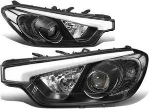 DNA Motoring HL-OH-KIAF14-BK-CL1 For 2014 to 2016 Kia Forte 5 Koup Pair Black Housing Clear Corner Projector Headlight Headlamp 2015