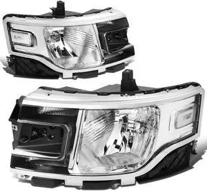 DNA Motoring HL-FFLEX13-CH For 2013 to 2019 Ford Flex Pair Factory Style Chrome Housing Headlight Headlamps 14 15 16 17 18