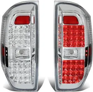 DNA Motoring TL-TTU15-LED-CH-CL For 2014 to 2018 Tundra Pair Chrome Housing Full LED Tail Light Brake / Reverse Lamps