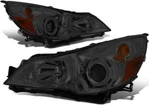 DNA Motoring HL-OH-SLEG10-SM-AM For 2010 to 2014 Subaru Outback Legacy Pair Smoked Housing Amber Corner Projector HeadLight Lamps 11 12 13