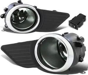 DNA Motoring FL-ZTL-221-SM For 2011 to 2017 Toyota Sienna Pair Driving Bumper Fog Light Lamp+Bezel+Switch Chrome Ring Smoked Lens 12 13 14 15 16