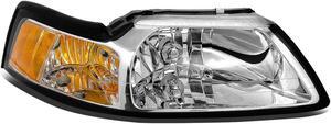 DNA Motoring OEM-HL-0013-R For 1999 to 2004 Ford Mustang 1PC Factory Style Headlight Headlamp Assembly Right / Passenger Side (Chrome) 00 01 02 03 FO2502177