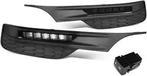 DNA Motoring FL-ZTL-257-SM For 2016 to 2017 Honda Accord Front Bumper LED Fog Light Lamp+Bezel+Switch Smoked Lens