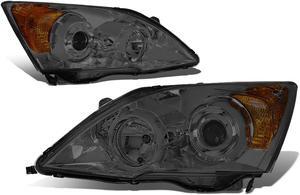 DNA Motoring HL-HPL-HCRC07-SM-AM For 2007 to 2011 Honda CRV Projector Headlight Smoked Housing Amber Corner Headlamp 08 09 10 Left + Right
