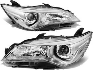 DNA Motoring HL-OH-TCAM15-CH-CL1 For 2015 to 2017 Toyota Camry Pair Factory Style Projector Headlight Lamp Chrome Housing Clear Corner 16 2016
