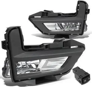 DNA Motoring FL-ZTL-279-CH For 2017 to 2018 Nissan Rogue Pair Front Driving Fog Light Lamp+Switch+Black Bezels Clear Lens