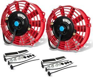 DNA Motoring RAF-7-RD+FMK-X2 2Pcs 7" Inch High Performance Electric Radiator Cooling Fan kit (Red)