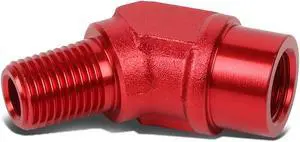 DNA Motoring FT-1-9017-04-RD 1/4" NPT Male 45 Degree to 1/4" Female Hose Port Aluminum Finish Adapter (Red)