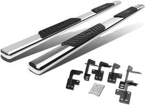 DNA Motoring STEPB-5O-946-SS For 19-20 Ram Truck 1500 Quad Cab Pair Stainless Steel 5" Wide Oval Tubing Running Board Side Step Nerf Bar w/ Mounting Bracket