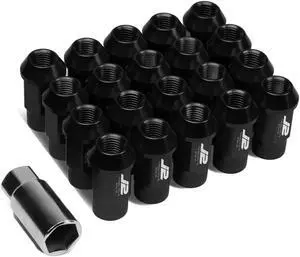 J2 Engineering LN-T7-008-15-BK J2 Engineering 7075 -T6 Forged Aluminum M12X1.5 20Pcs 44mm Height Open -End Lug Nut Set w / Socket Adapter (Black)