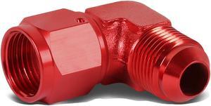 DNA Motoring FT-1-9008-10-RD 10AN AN-10 3/4" Male Female 90 Degree Bulkhead Flare Aluminum Finish Fitting (Red)