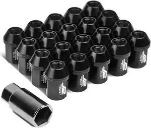 J2 Engineering LN-T7-006-125-BK J2 Engineering 7075 -T6 Forged Aluminum M12 x 1.25 20Pcs 35mm Height Close -End Lug Nut Set w / Socket Adapter Black