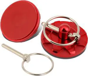 DNA Motoring HP-ZTL-9041-RD 1 X Pair of Aluminum/Steel Billet Style Cosmetic Hood Pins (Red)