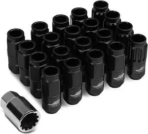J2 Engineering LN-T7-002-15-BK J2 Engineering 7075 -T6 Forged Aluminum M12X1.5 16Pcs 50mm Height Open -End Lug Nut Set w / 4Pcs Lock+Key (Black)