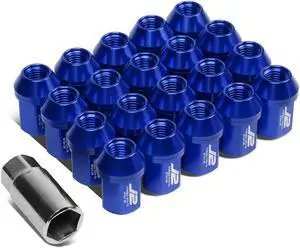 J2 Engineering LN-T7-006-15-BL J2 Engineering 7075 -T6 Forged Aluminum M12X1.5 20Pcs 35mm Height Close -End Lug Nut Set w / Socket Adapter (Blue)