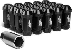 J2 Engineering LN-T7-021-125-BK J2 Engineering 7075 -T6 Forged Aluminum M12 X 1.25 20Pcs 50mm Open -End Lug Nut w/ Socket Adapter ( Black )