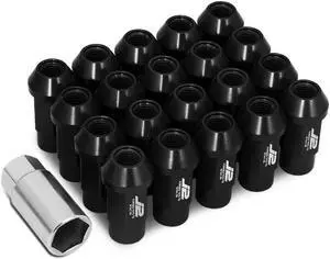 J2 Engineering LN-T7-034-15-BK J2 Engineering 7075 -T6 Forged Aluminum M12X1.5 20Pcs 50mm Height Open -End Lug Nut Set w / Socket Adapter (Black)