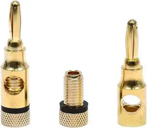 Monoprice High-Quality Brass Speaker Banana Plugs, 5-Pair, Open Screw Type - 9437