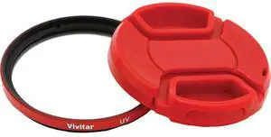 Vivitar UV Filter and Snap-On Lens Cap - 49mm, Red