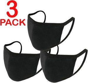 Face Mask Reusable Washable Covering Clothing Masks For Men Women Pack Of 3 (Black)