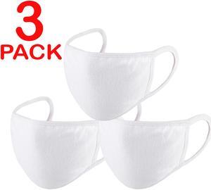 Face Mask Reusable Washable Covering Clothing Masks For Men Women Pack Of 3 (White)