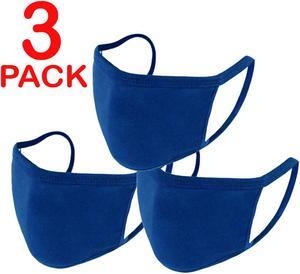 Face Mask Reusable Washable Covering Clothing Masks For Men Women Pack Of 3 (Blue)