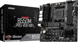 MSI B550M PRO-VDH WiFi 6 Motherboard (AM4 DDR4 M.2 USB 3.2 AC Wi-Fi 6 Micro-ATX)