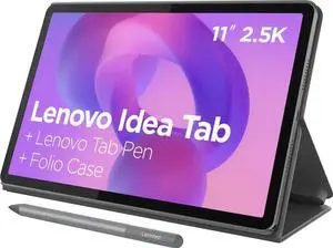 Lenovo Idea Tab 11" Tablet with Pen & Folio Case - Dimensity 6300 / 8GB RAM / 128 GB Storage / Android 15/2.5K / 90 Hz / Luna Grey (ZAFR0929US)