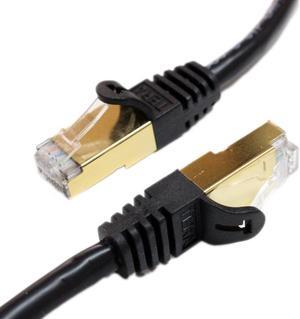 Tera Grand - Premium CAT7 Double Shielded 10 Gigabit 600MHz Ethernet Patch Cable for Modem Router LAN Network - Built with Gold Plated & Shielded RJ45 Connectors, 7 Feet Black