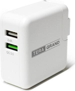Tera Grand - 30W Dual USB Wall Charger, 18W QC3.0 USB-A Port + 12W 5V 2.4A USB-A Port